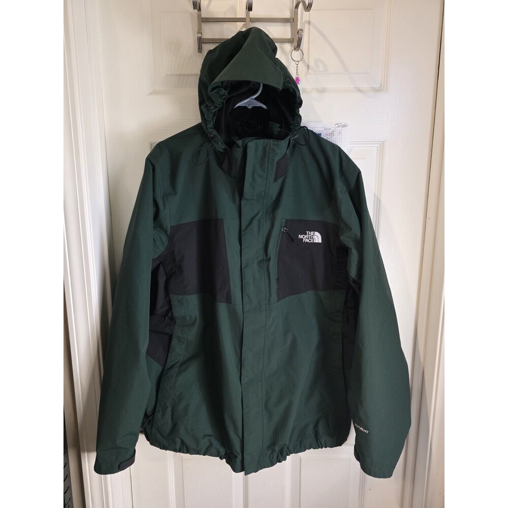 The North Face Gore-Tex Men's XL Winter Jacket Green Black Hooded Waterproof Zip